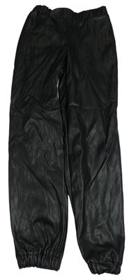 Černé cuff koženkové kalhoty New Look