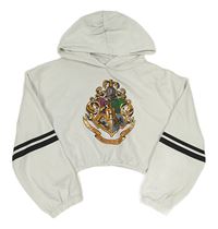 Biela crop mikina s erbem - Harry Potter a pruhmi a kapucňou C&A