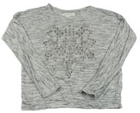 Šedo-bílo-černé melírované mikinotriko so vzorom H&M
