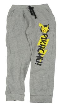Sivé melírované tepláky s Pikachu