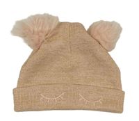 Světlepudrovo-zlatá melírovaná čapica s řasami a bambulemi LC WaIKIKI