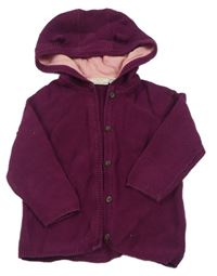 Slivkový prepínaci sveter s kapucňou s uškami lupilu