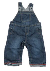 Modré riflové laclové kalhoty s opičkou OBaïBi