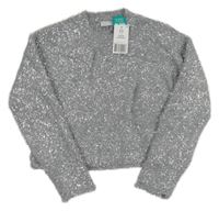 Nové - sivo-strieborný chlpatý crop sveter Matalan