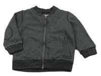 Antracitovo-černo/šedá propínací teplá mikina s nášivkou Rebel