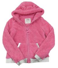 Růžovo-stříbrný chlupatý bomber s kapucňou LOLA LIZA