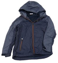 Tmavomodro-melírovaná šusťáková jarní bunda s číslem a kapucí YIGGA