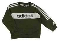Khaki-bílá mikina Adidas