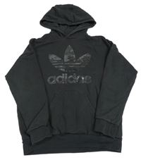 Černošedá mikina s kapsou a kapucí Adidas
