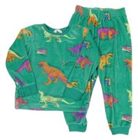 Zelené plyšové pyžama s dinosaurami M&S