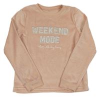 Světlerůžová plyšová pyžamová mikina s nápisy George