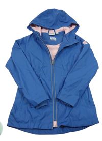 Modrá nepromokavá jarní parka s nášivkou a kapucí alive