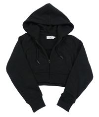 Čierna prepínaci crop mikina s kapucňou