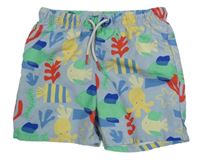 Světlemodré plážové kraťasy s rybičkami a chobotnicemi M&S