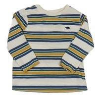 Bílo-pruhované triko s medvídkem Nutmeg