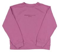 Tmavoružová mikina s nápisom a číslom PRIMARK