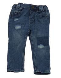 Tmavomodré rifle ošoupaného vzhledu H&M