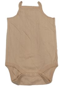 Pudrové žebrované vzorované košilkové body Next