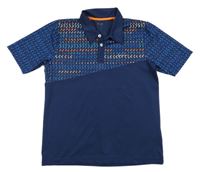 Tmavomodré funkční sportovní polo tričko se vzorem Tecnopro