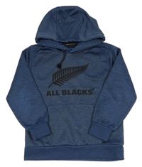 Tmavomodrá melírovaná športová mikina s listom a vreckom a kapucňou ALL BLACKS