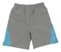 Šedo-modré/melírované šusťákové sportovní kraťasy PRIMARK