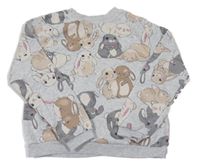 Sivá melírovaná mikina s králíčky H&M