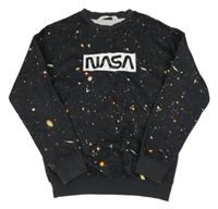 Čierna skvrnitá mikina s nápisem - NASA H&M