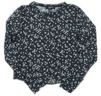 Čierne kvetované tylové crop tričko New Look