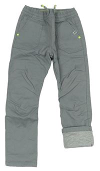 Sivé podšité plátenné nohavice F&F