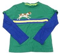 Zeleno-safírové triko s pruhy a pejskem Mini Boden