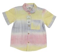 Bílo-modro-žlutá pruhovaná krepová košile Pep&Co