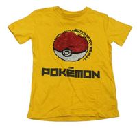Hořčicové tričko s Pokéballem z překlápěcích flitrů Next