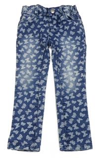 Modré skinny rifle s motýly Infinity Kids