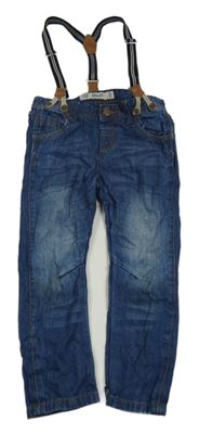 Modré skinny rifle s kšandami Denim Co.