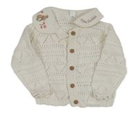 Bílý perforovaný propínací svetr s límečkem s Peter Rabbit M&S