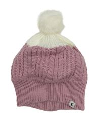 Starorůžovo-smetanová pletená čepice s bambulí Joules