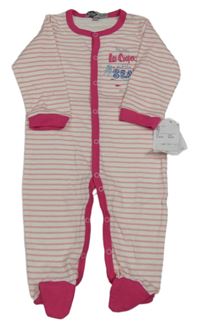 Nové - Bielo-ružový pruhovaný overal s medúzou a nápisom Lee Cooper