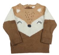 Hnedo-biely sveter s líškou F&F