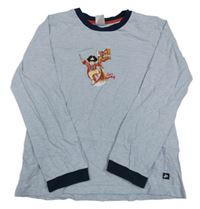 Světlemodré melírované triko s pirátem