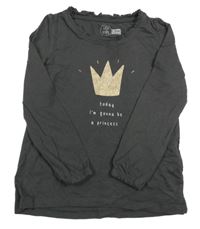 Tmavošedé triko s korunou