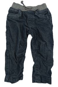 Tmavomodré menšestrové podšité nohavice s úpletovým pasom C&A