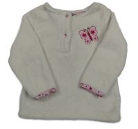 Biela chlpatá mikina s motýlom Ergee