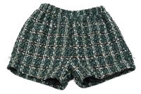 Zeleno-čierno-biele kockované podšité kraťasy s flitrami Shein