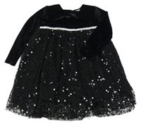 Černé sametovo/tylové šaty s flitry OVS