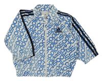 Bílá šusťáková jarní bunda s nápisy Adidas