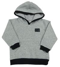 Sivá melírovaná prešívaná mikina s nášivkou a kapucňou Matalan