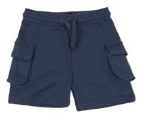 Tmavomodré teplákové cargo kraťasy Bench