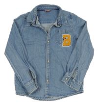 Modrá riflová košilová bunda s písmenem Tape A L'Oeil