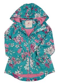 Zelená květovaná šusťáková lehce zateplená parka s kapucí George
