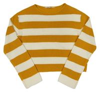 Hořčicovo-smotanový pruhovaný crop sveter H&M